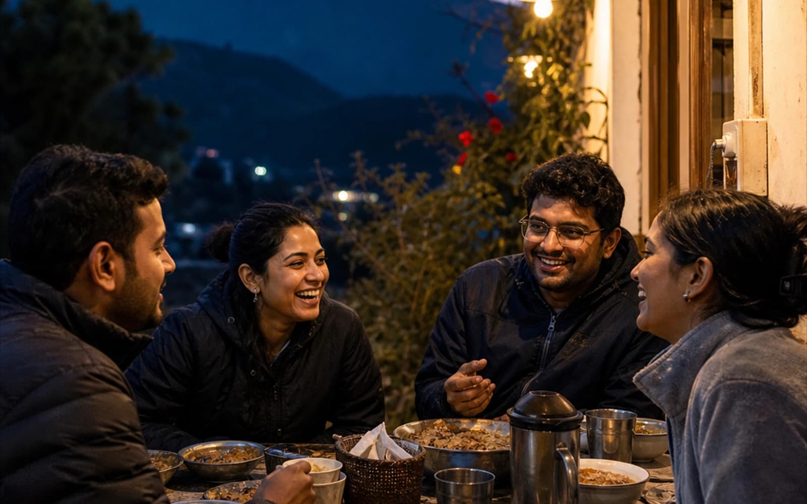 Friends deciding on a stay together outdoors